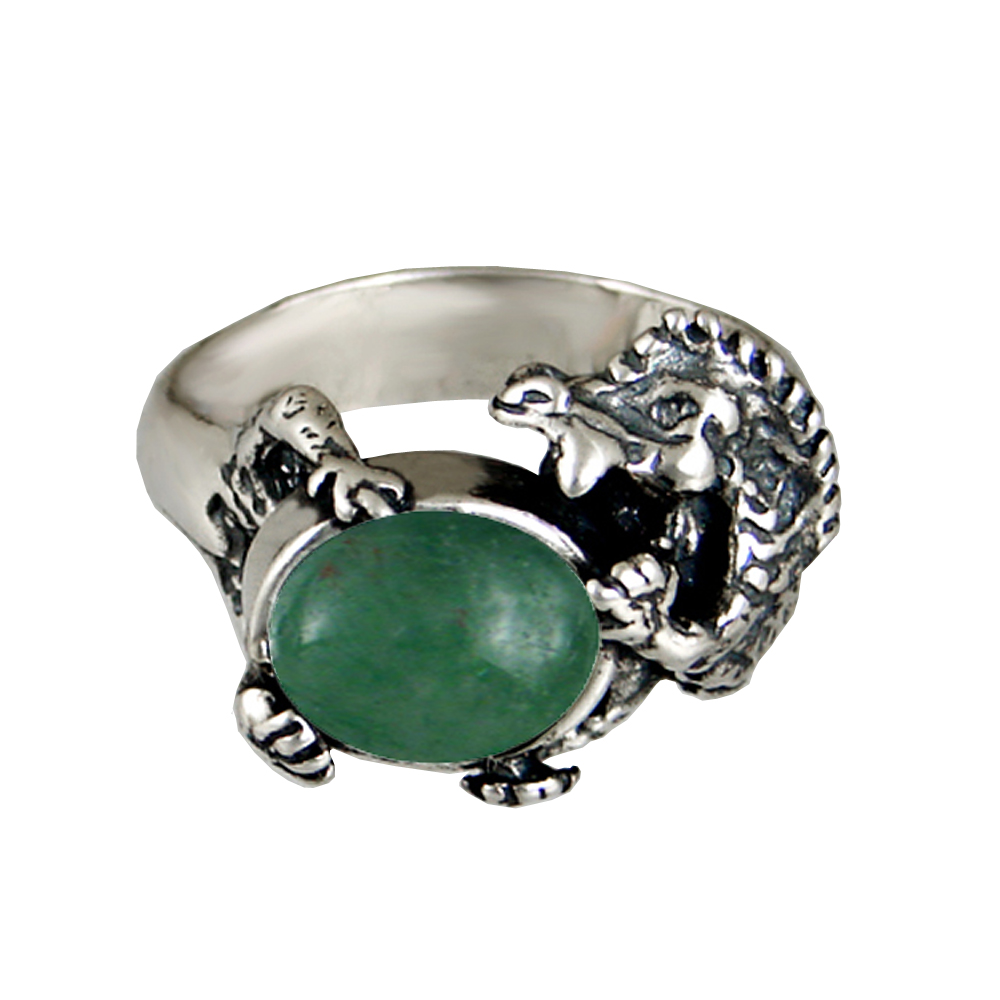 Sterling Silver Dragon Ring With Jade Size 5